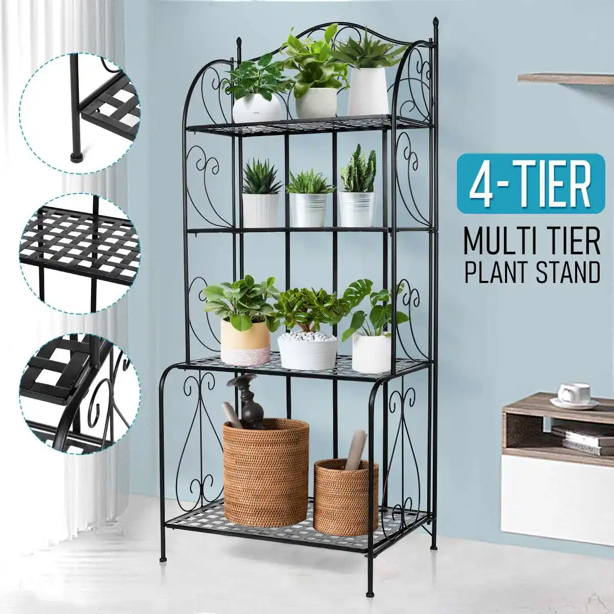 Big Size 4 Layers Iron Flower Stand Pots Tray Plant Shelves Planter Display Rack Storage Holder Shelf Home Balcony Garden Decor
Big Size 4 Layers Iron Flower Stand Pots Tray Plant Shelves Planter Display Rack Storage Holder Shelf Home Balcony Garden Decor