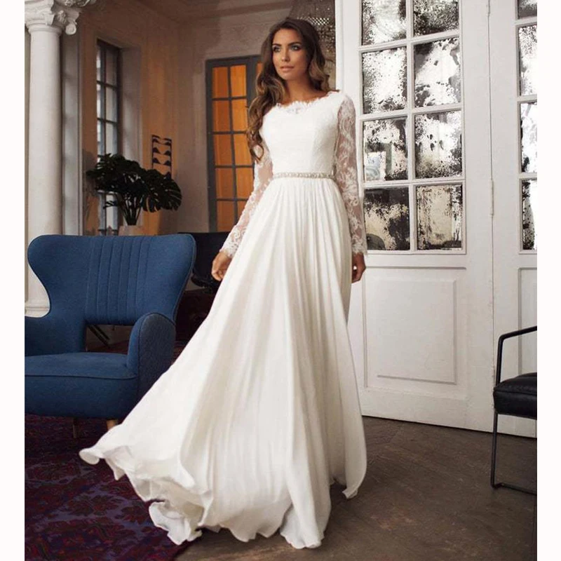 Eleagnt A-line Wedding Dresses Applique Lace Long Sleeves Bridal Gown Formal Prom Beach Summer Vestido de Noiva 2020
Eleagnt A-line Wedding Dresses Applique Lace Long Sleeves Bridal Gown Formal Prom Beach Summer Vestido de Noiva 2020