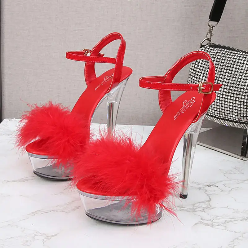 Pole Dance Shoes Sandals For Women Waterproof Platform Transpatent Fur High Heels Sexy Catwalk 15CM Stiletto Heels Shoe Female
Pole Dance Shoes Sandals For Women Waterproof Platform Transpatent Fur High Heels Sexy Catwalk 15CM Stiletto Heels Shoe Female