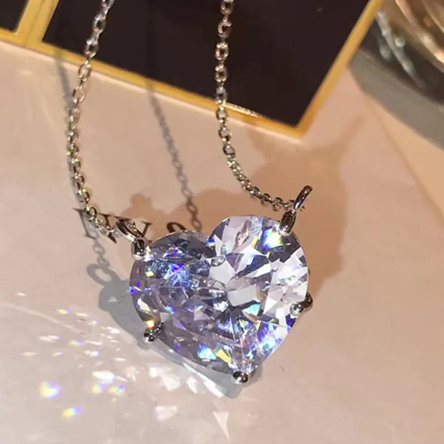 Роскошное ожерелье в форме сердца из стерлингового серебра 100% пробы изящное
