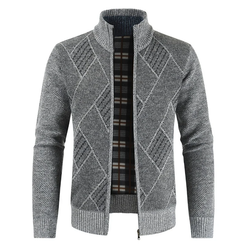 Diamond Knit Jacket Cardigan Stand Collar Long Sleeve Men's Sweater Jacket Gray
Diamond Knit Jacket Cardigan Stand Collar Long Sleeve Men's Sweater Jacket Gray