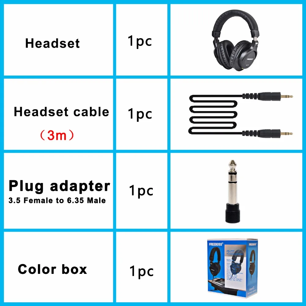 FB-777 Over-ear Closed Style 45mm Drivers Single-side Detachable cable 3.5mm Plug 6.35mm Adapter Monitor Headphones
FB-777 Over-ear Closed Style 45mm Drivers Single-side Detachable cable 3.5mm Plug 6.35mm Adapter Monitor Headphones