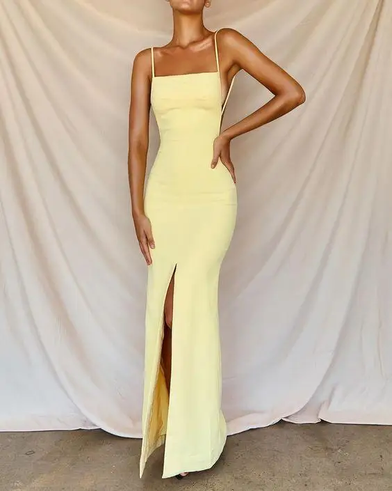 Yellow Graduation Dresses 2021 Mermaid Front Split Spaghetti Strap Sezy Backless Long Floor Length Formal Party Gowns Homecoming
Yellow Graduation Dresses 2021 Mermaid Front Split Spaghetti Strap Sezy Backless Long Floor Length Formal Party Gowns Homecoming