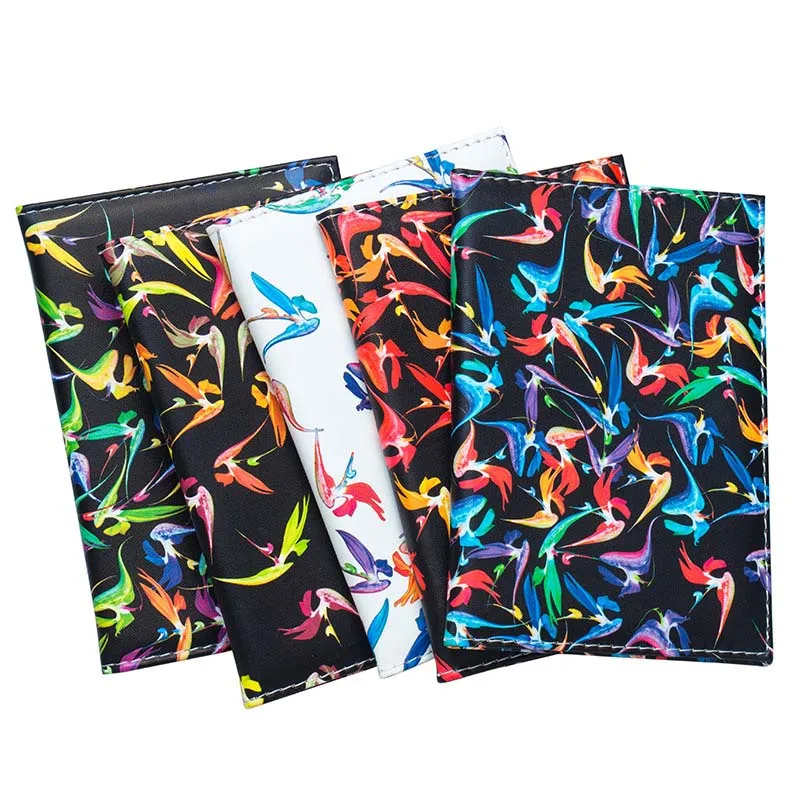 

6 Colors Colorful Birds Travel Accessories Passport Holder PU Leather Travel Passport Cover Case Card ID Holders 14cm*9.6cm