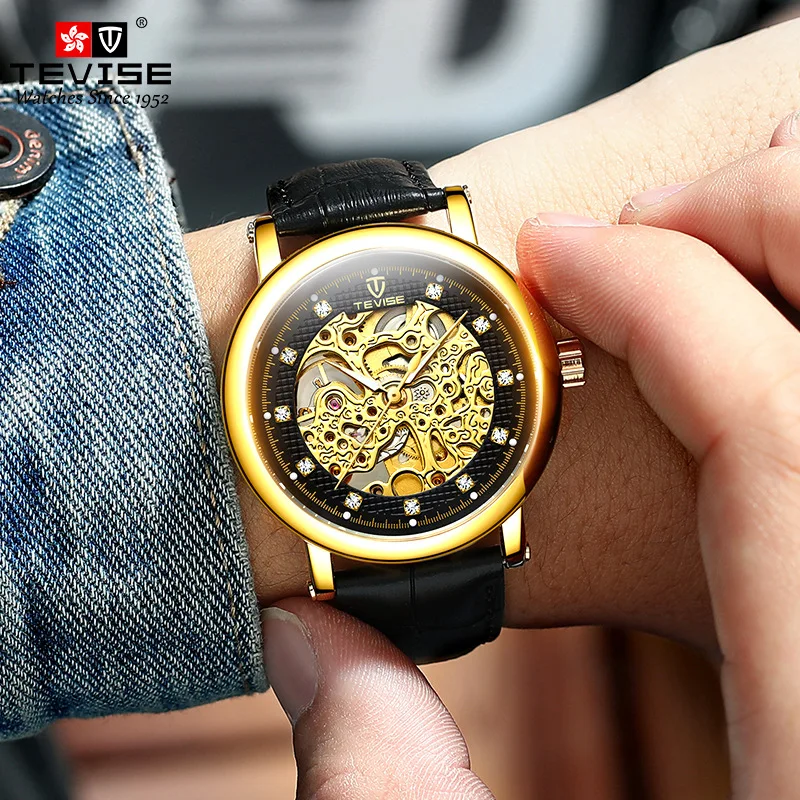Luxury Brand Tevise Fashion Men's Skeleton Automatic Mechanical Watch Men's Classic Leather Sports Watch Relogio Masculino 
Luxury Brand Tevise Fashion Men's Skeleton Automatic Mechanical Watch Men's Classic Leather Sports Watch Relogio Masculino