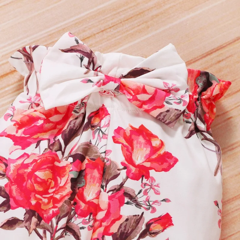 Spring Baby Girl Long Sleeve Romper Top Floral Trousers Headband Outfits Clothes