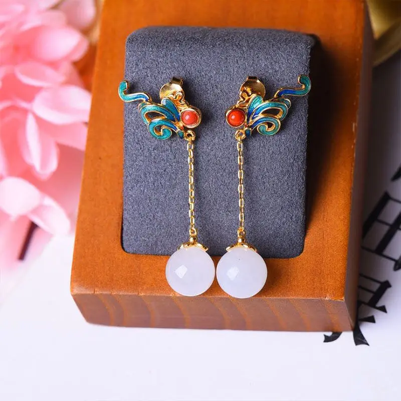 silver inlaid natural Hetian white jade long earrings Chinese style ancient Flower Charm elegant gilt light luxury lady jewelry
silver inlaid natural Hetian white jade long earrings Chinese style ancient Flower Charm elegant gilt light luxury lady jewelry