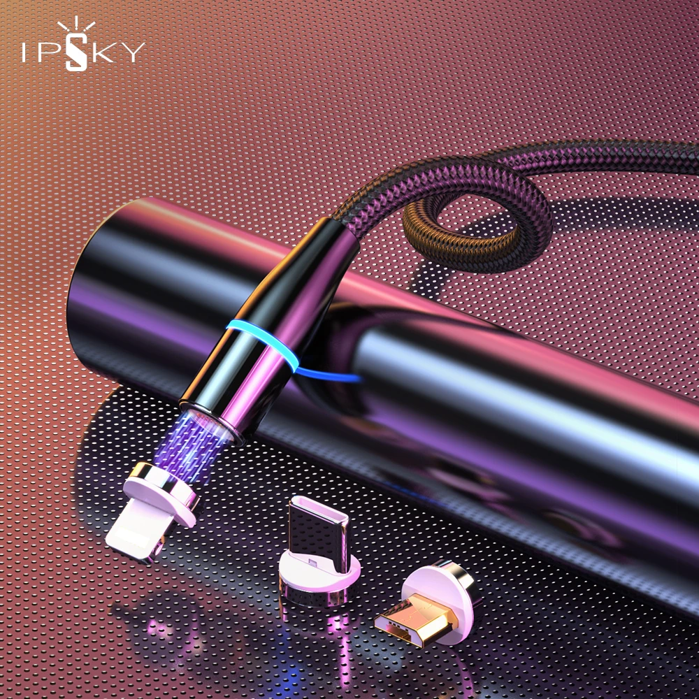 Магнитный зарядный кабель IPSKY вращающийся на 360 градусов 3 А для Type C 18 Вт iPhone 11 Pro Max