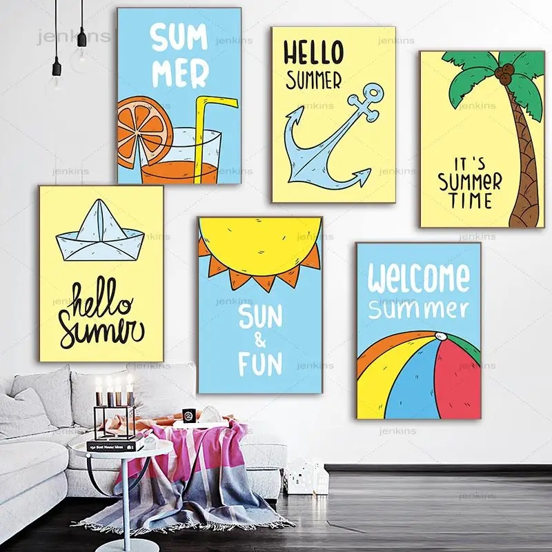 Posters and Prints Beach Summer Vacation Cartoon Canvas Painting Kids Room Sitting Room Decor Nordic Poster Wall Pictures
Posters and Prints Beach Summer Vacation Cartoon Canvas Painting Kids Room Sitting Room Decor Nordic Poster Wall Pictures
