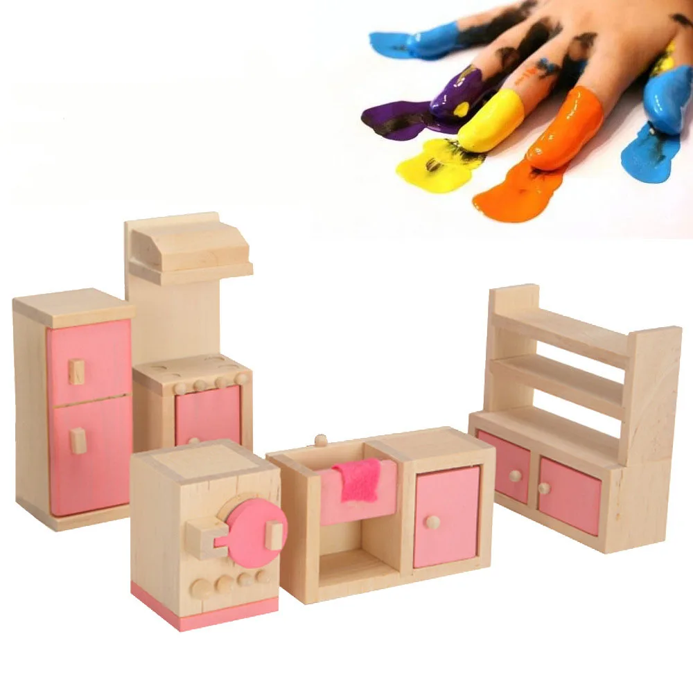 Деревянная мебель для кукольного домика Миниатюрная игрушка кукол детский домик