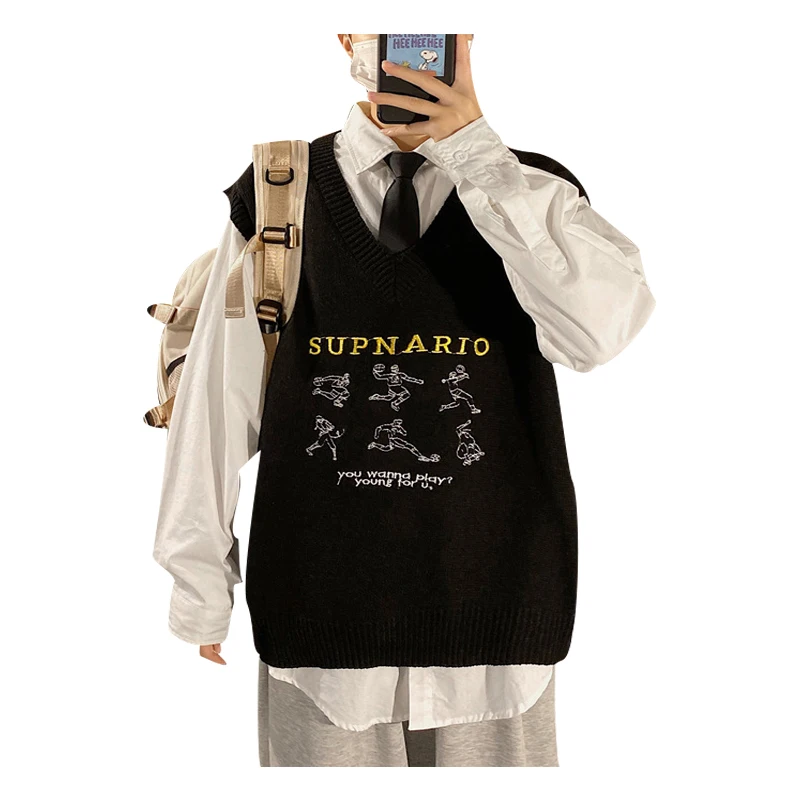 Men's V-Neck Sweater Vest Sleeveless Print Spacious Men Clothing High Quality Knitted Casual Gilet Vintage Sweater Pull Homme
Men's V-Neck Sweater Vest Sleeveless Print Spacious Men Clothing High Quality Knitted Casual Gilet Vintage Sweater Pull Homme