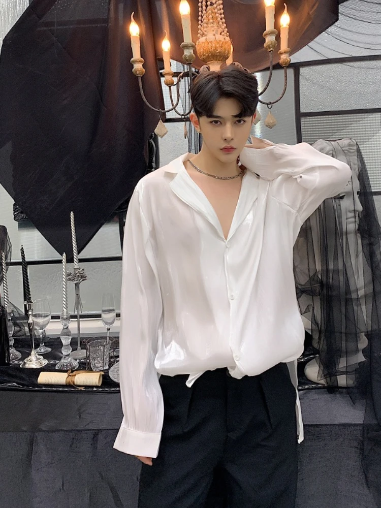 Men Organza Split Sexy Casual Long Sleeve Shirt Male Translucent Fashion Long Style White Black Dress Shirts Nightclub Clothes
Men Organza Split Sexy Casual Long Sleeve Shirt Male Translucent Fashion Long Style White Black Dress Shirts Nightclub Clothes