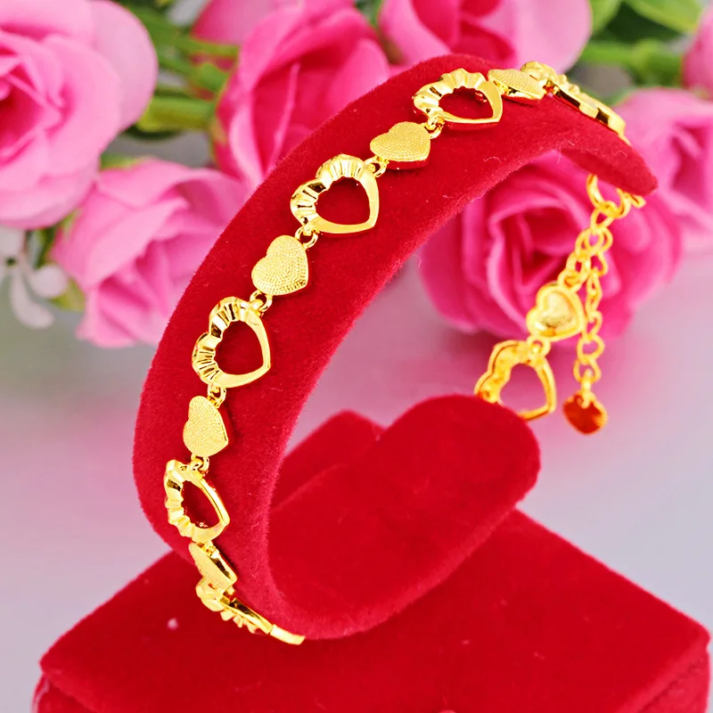 Romantic Heart 18K Gold Bracelet for Men Women Wedding Engagement Jewelry Luxury Chain Bracelet Not Fade Fine Jewelry Gifts
Romantic Heart 18K Gold Bracelet for Men Women Wedding Engagement Jewelry Luxury Chain Bracelet Not Fade Fine Jewelry Gifts