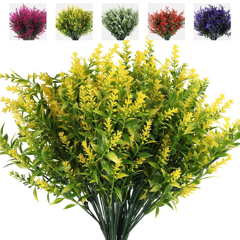 

Lavender Artificial Flower Wedding Home Garden Decoration Bridal Bouquet Photography Prop Household Christmas Plastic Fake Plant