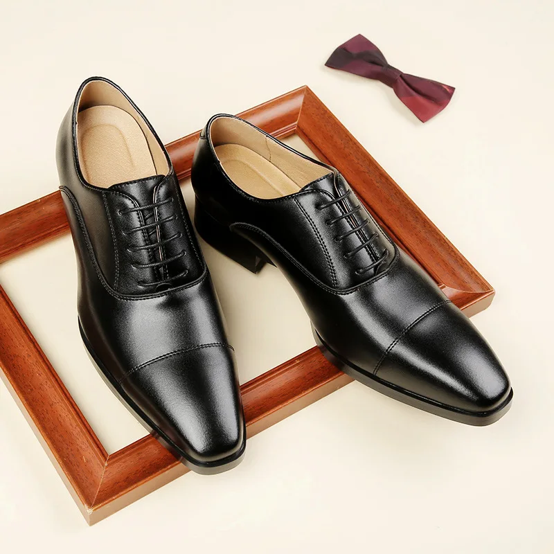 

Leather shoes men leather new four seasons Japanese three-joint business formal shoes lace-up gentleman office work Derby shoes