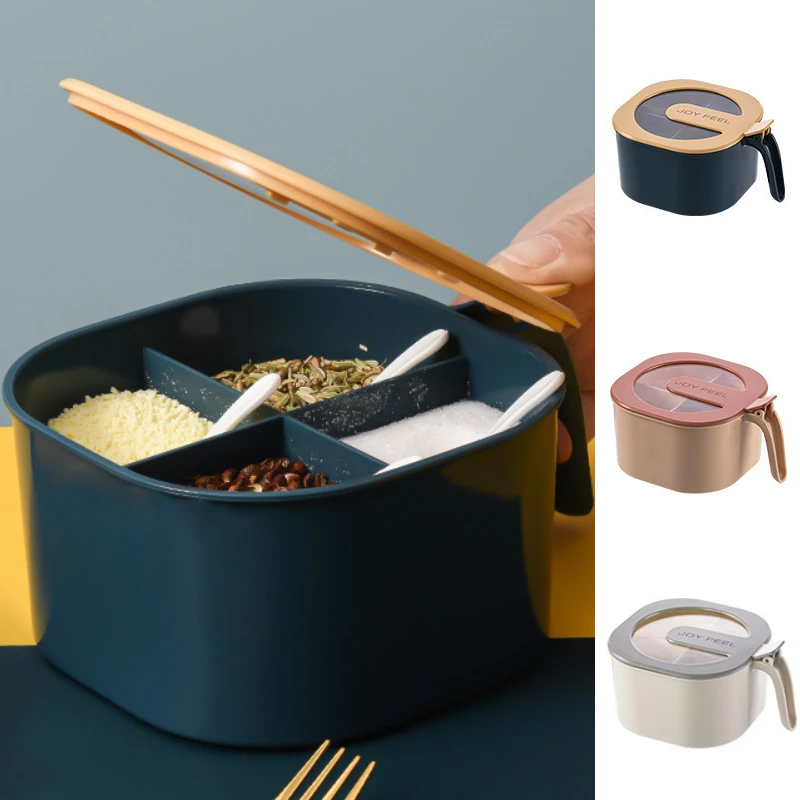 2021 Hot Sale Multifunctional Large-capacity Cheap New Arrival Four-compartment Home Kitchen HomeStorage Seasoning Box Salt Jar
2021 Hot Sale Multifunctional Large-capacity Cheap New Arrival Four-compartment Home Kitchen HomeStorage Seasoning Box Salt Jar