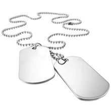 Stainless Steel Pendant Necklace Pendant Silver Double Dog Tag Plate Army Biker Chain Necklace Man Woman Goth necklace for women