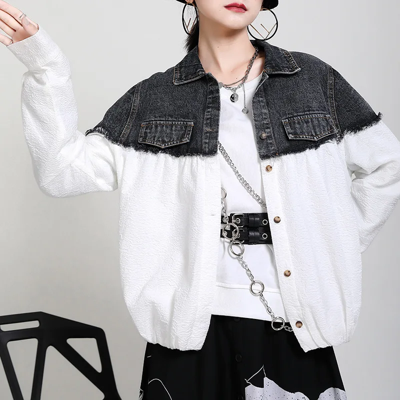 Autumn And Winter New Fashion Short Jacket Women's Single Breasted Loose And Versatile Lapel Contrast Stitching Denim Coat C575
Autumn And Winter New Fashion Short Jacket Women's Single Breasted Loose And Versatile Lapel Contrast Stitching Denim Coat C575