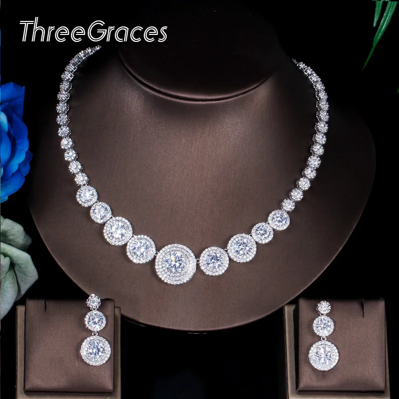 ThreeGraces Cubic Zirconia Big Round Necklace Earrings Set Luxury Dubai White Gold Color Jewelry for Women Wedding Gift JS178
ThreeGraces Cubic Zirconia Big Round Necklace Earrings Set Luxury Dubai White Gold Color Jewelry for Women Wedding Gift JS178