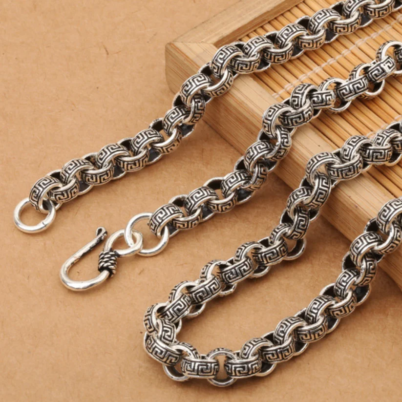 8mm S925 Sterling Silver Great Wall Pattern Retro Necklace Men Thai Silver Male‘s Personality Domineering Chain Necklace Jewerly
8mm S925 Sterling Silver Great Wall Pattern Retro Necklace Men Thai Silver Male‘s Personality Domineering Chain Necklace Jewerly