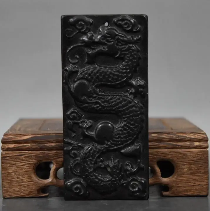 

Хуншанская культура архаизовая черная железная метеоритная Скульптура Дракон Бог чудовище амулет статуя