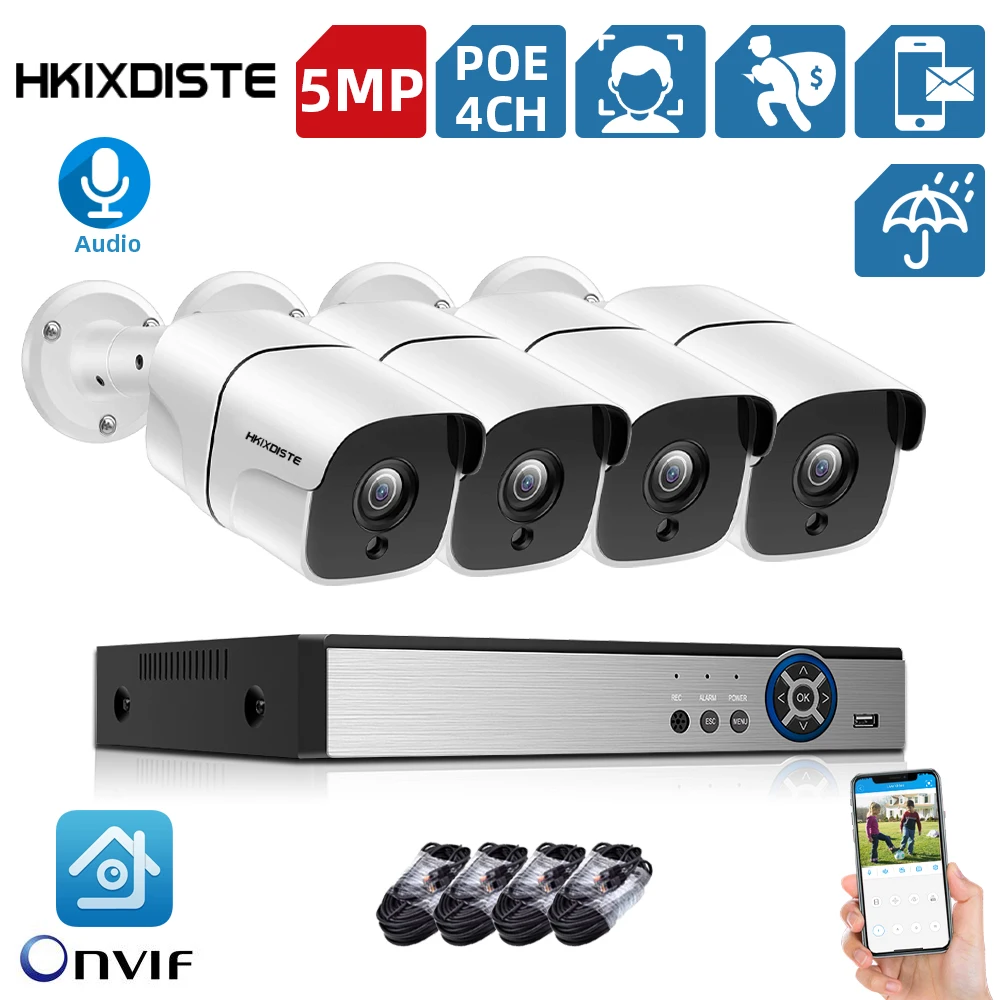 HKIXDISTE H.265 4CH Super HD 5MP POE Комплект смарт-камеры система аудио ИИ распознавание лица наружная Водонепроницаемая Видео
HKIXDISTE H.265 4CH Super HD 5MP POE Комплект смарт-камеры система аудио ИИ распознавание лица наружная Водонепроницаемая Видео