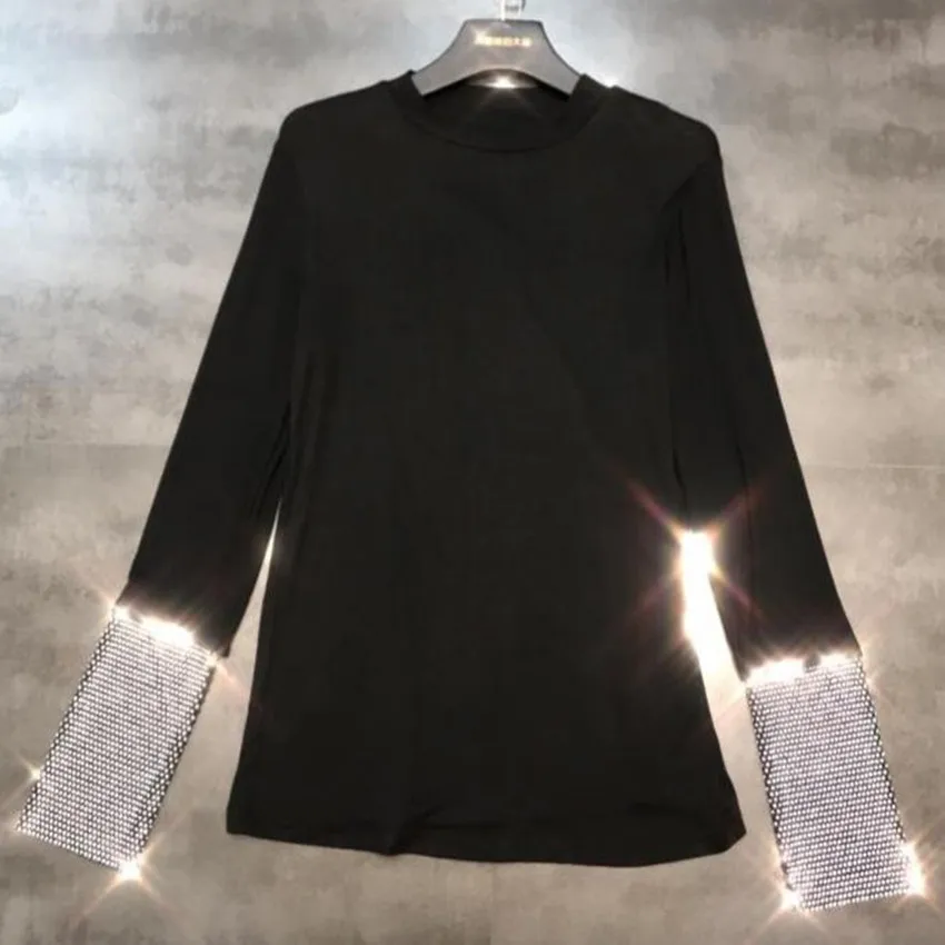 2022 spring new fashion rhinestone shiny stitching sleeve t-shirt women o-neck stretch slim long-sleeved bottoming tees
2022 spring new fashion rhinestone shiny stitching sleeve t-shirt women o-neck stretch slim long-sleeved bottoming tees