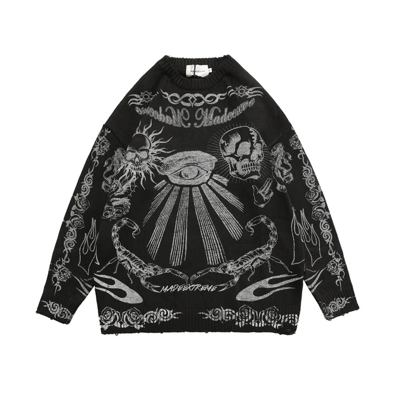 Oversized Sweater Men Women Harajuku Skull Graffiti Retro Vintage Knitted Sweater Unisex Cotton Pullover 2021 Autumn And Winter
Oversized Sweater Men Women Harajuku Skull Graffiti Retro Vintage Knitted Sweater Unisex Cotton Pullover 2021 Autumn And Winter