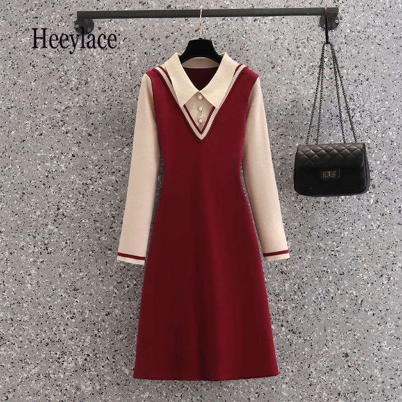 Plus Size Dress Thicken Warm Knitted Basic Sweater Dresses Autumn Winter Long Sleeve Fake Two Piece Jumpers 4XL midi Vestidos
Plus Size Dress Thicken Warm Knitted Basic Sweater Dresses Autumn Winter Long Sleeve Fake Two Piece Jumpers 4XL midi Vestidos