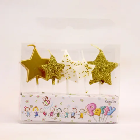 Креативная пятиконечная звезда, распыление краски в форме свечи, процесс изготовления порошка Bgold, аксессуары «сделай сам», декоративная свеча для детского торта на день рождения