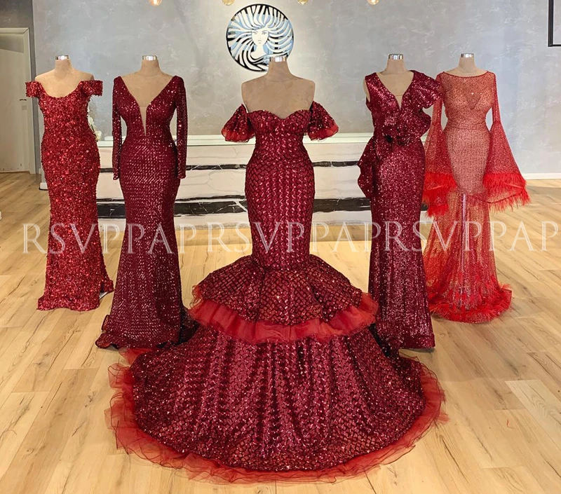 Long Evening Dresses 2020 Sexy Mermaid Cap Sleeve Sweetheart Glitter Arabic Burgundy Women Formal Evening Gowns 
Long Evening Dresses 2020 Sexy Mermaid Cap Sleeve Sweetheart Glitter Arabic Burgundy Women Formal Evening Gowns