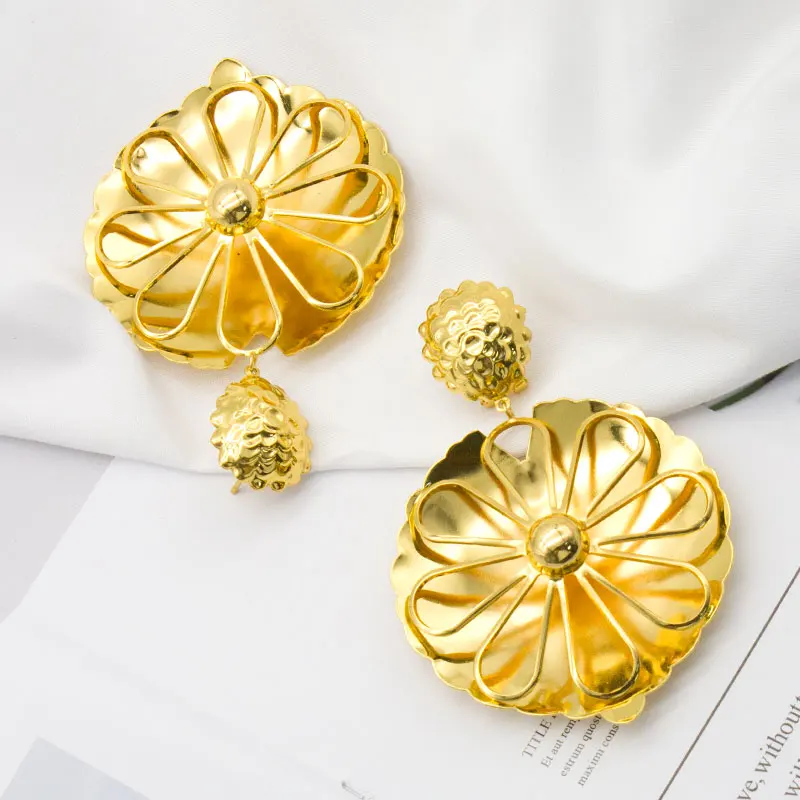 Drop Earring 24K Gold Plated Flower Bridal Dangle Earring Statement Women African India Dubai Big Earrings Jewelry Accessories
Drop Earring 24K Gold Plated Flower Bridal Dangle Earring Statement Women African India Dubai Big Earrings Jewelry Accessories