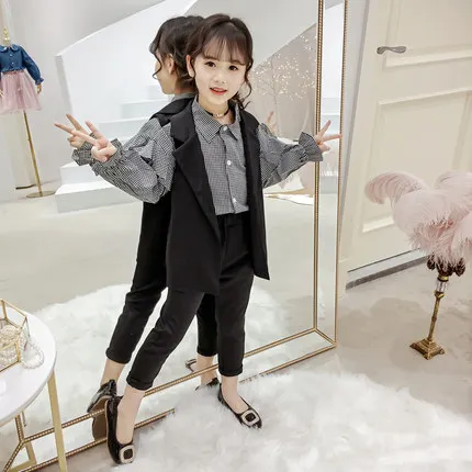 Elegant Plaid Shirt+Blazer Vest +Pants Children Three Piece Suits Teenager Business Wear Kids Girls Clothing Set Girls Outfits
Elegant Plaid Shirt+Blazer Vest +Pants Children Three Piece Suits Teenager Business Wear Kids Girls Clothing Set Girls Outfits