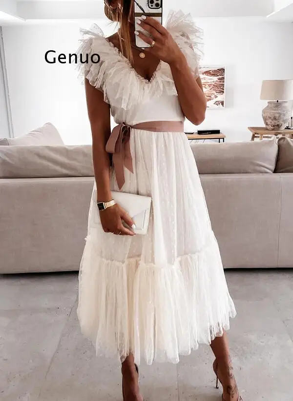 Elegant Chic Solid Long Party Dress Women Sexy V Neck Tie-Up Belt Lace Ruffle Dress Female Butterfly Sleeve Summer Beach Dress
Elegant Chic Solid Long Party Dress Women Sexy V Neck Tie-Up Belt Lace Ruffle Dress Female Butterfly Sleeve Summer Beach Dress