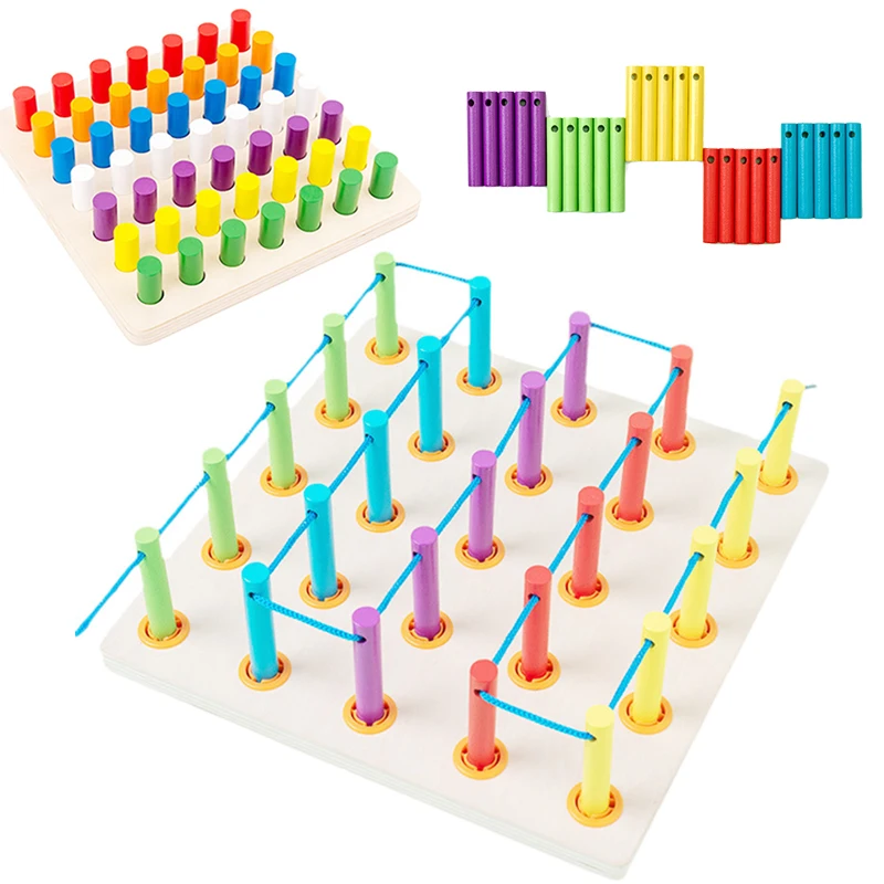 Kids Montessori Rainbow Boards Stringing Sensory Toys Color Sorting Counting Activity Pegboard Education Fine Motor Skills Toys
Kids Montessori Rainbow Boards Stringing Sensory Toys Color Sorting Counting Activity Pegboard Education Fine Motor Skills Toys