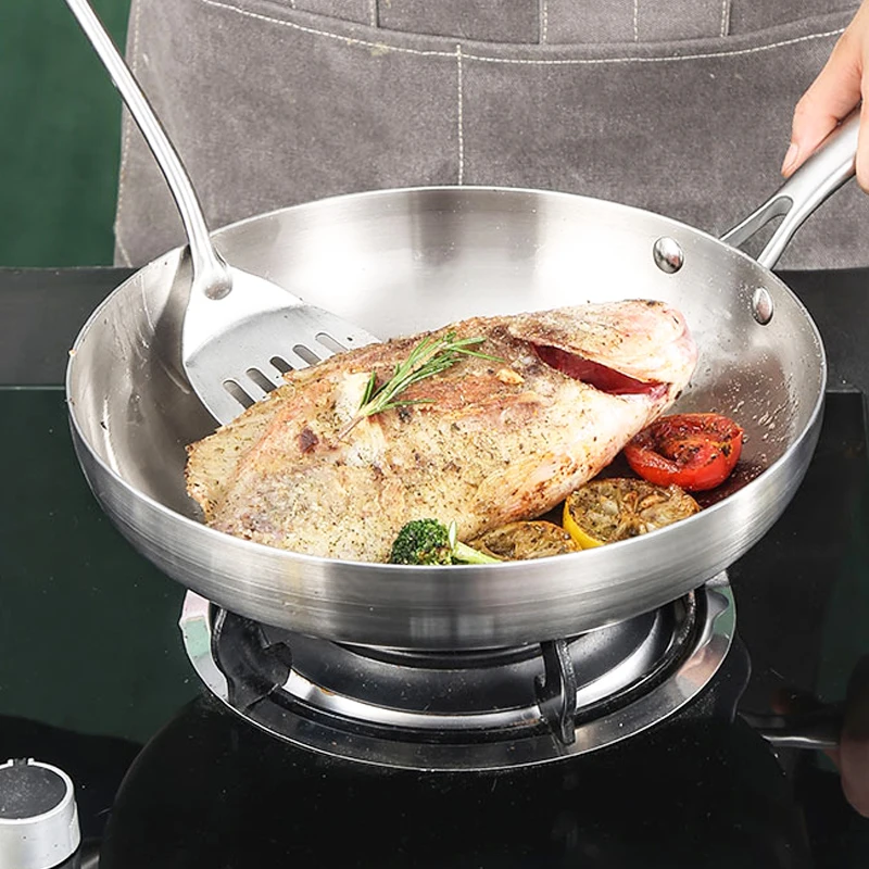 Frying Pan,304 Stainless Steel Frying Pot 28/30cm Uncoated Household Wok Suitable for Induction and Gas Hobs
Frying Pan,304 Stainless Steel Frying Pot 28/30cm Uncoated Household Wok Suitable for Induction and Gas Hobs