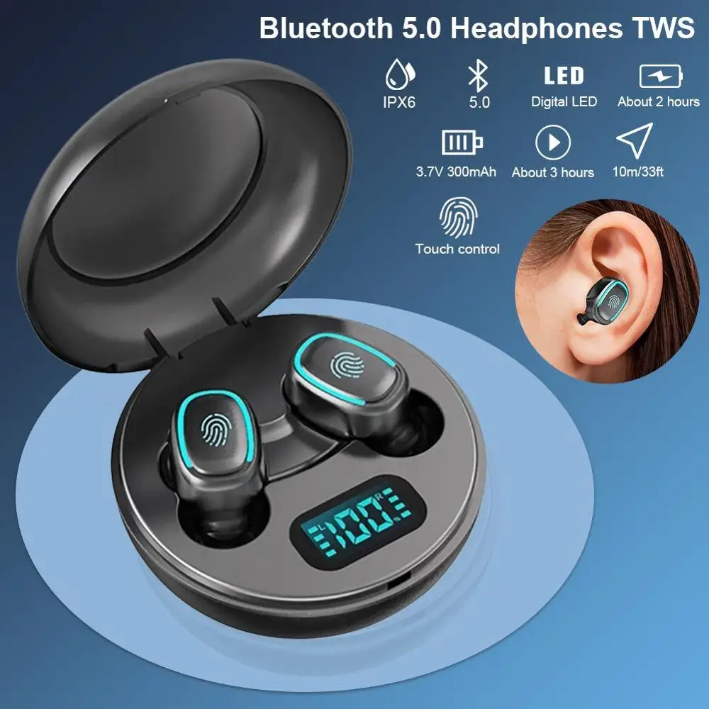 Sport bluetooth earphone TWS wireless headphones Stereo bass earbuds Touch control headset with Digital Charging Box for phones
Sport bluetooth earphone TWS wireless headphones Stereo bass earbuds Touch control headset with Digital Charging Box for phones
