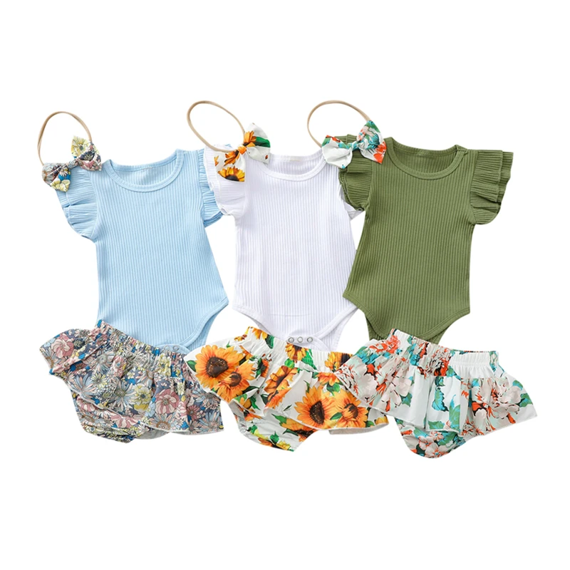 2021 Three Piece Baby Girl’s Clothes Fresh Solid Color Fly Sleeve Romper and Flower Short Pants with Headband Girls Clothing Set
2021 Three Piece Baby Girl’s Clothes Fresh Solid Color Fly Sleeve Romper and Flower Short Pants with Headband Girls Clothing Set