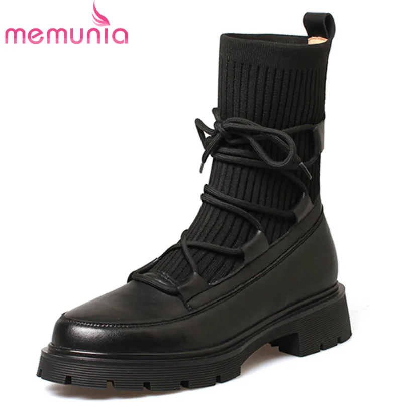 MEMUNIA 2022 Newest Ankle Boots Women Genuine Leather +Knitting Sock Boots Square Heels Autumn Winter Casual Shoes Ladies
MEMUNIA 2022 Newest Ankle Boots Women Genuine Leather +Knitting Sock Boots Square Heels Autumn Winter Casual Shoes Ladies