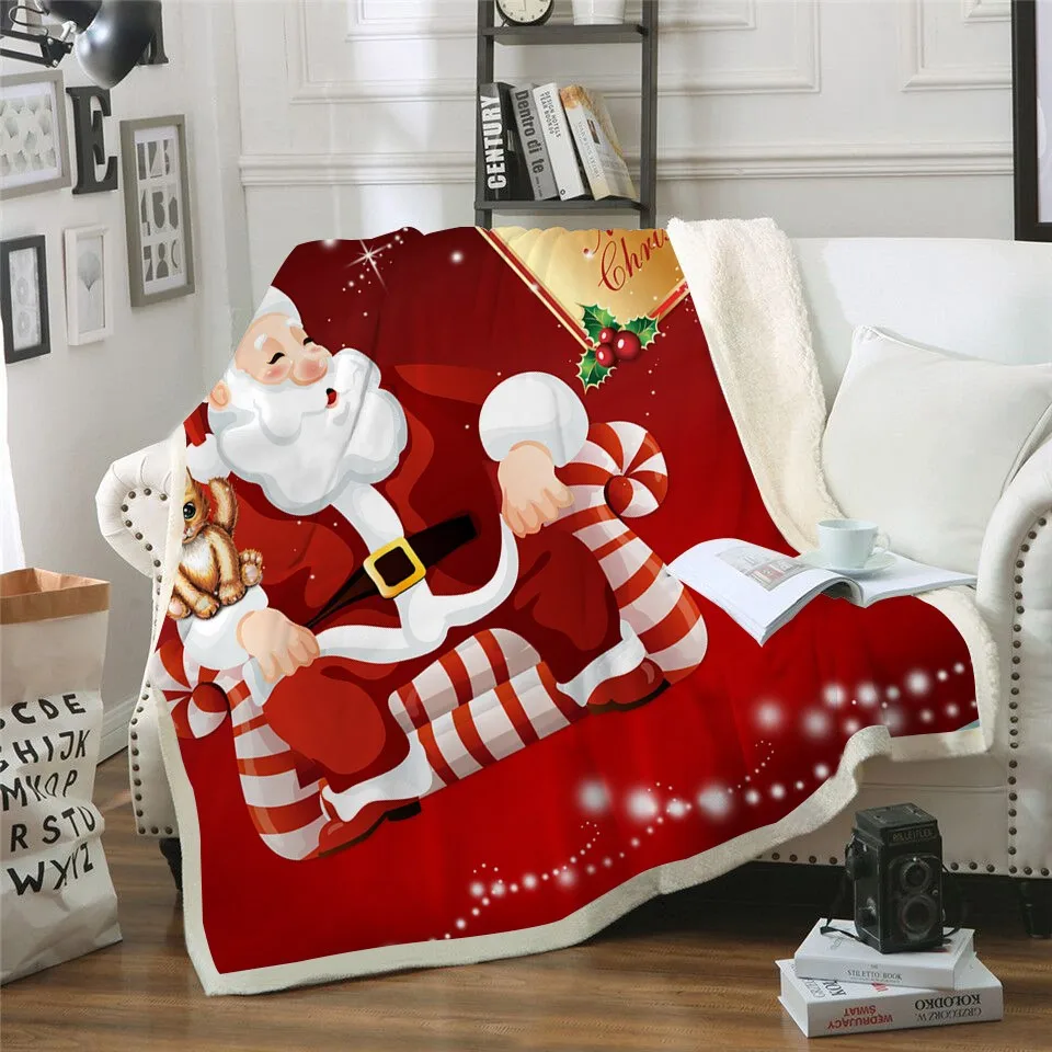 Красное Флисовое одеяло из шерпы модное покрывало для взрослых подарок на Новый