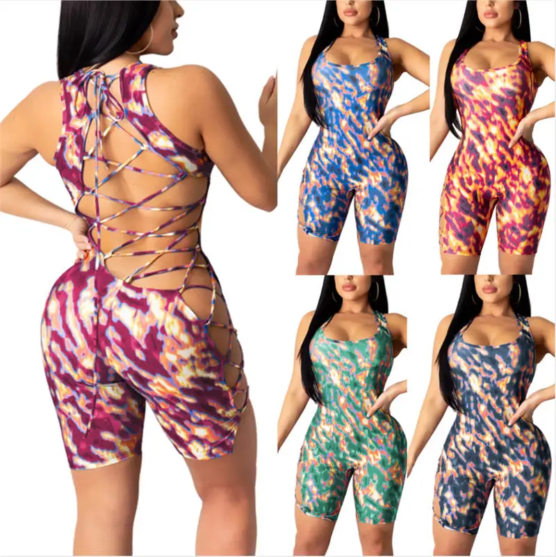 Summer Sexy Sleeveless Playsuits Romper Womens Printed Lace-Up Bandage Playsuits
Summer Sexy Sleeveless Playsuits Romper Womens Printed Lace-Up Bandage Playsuits
