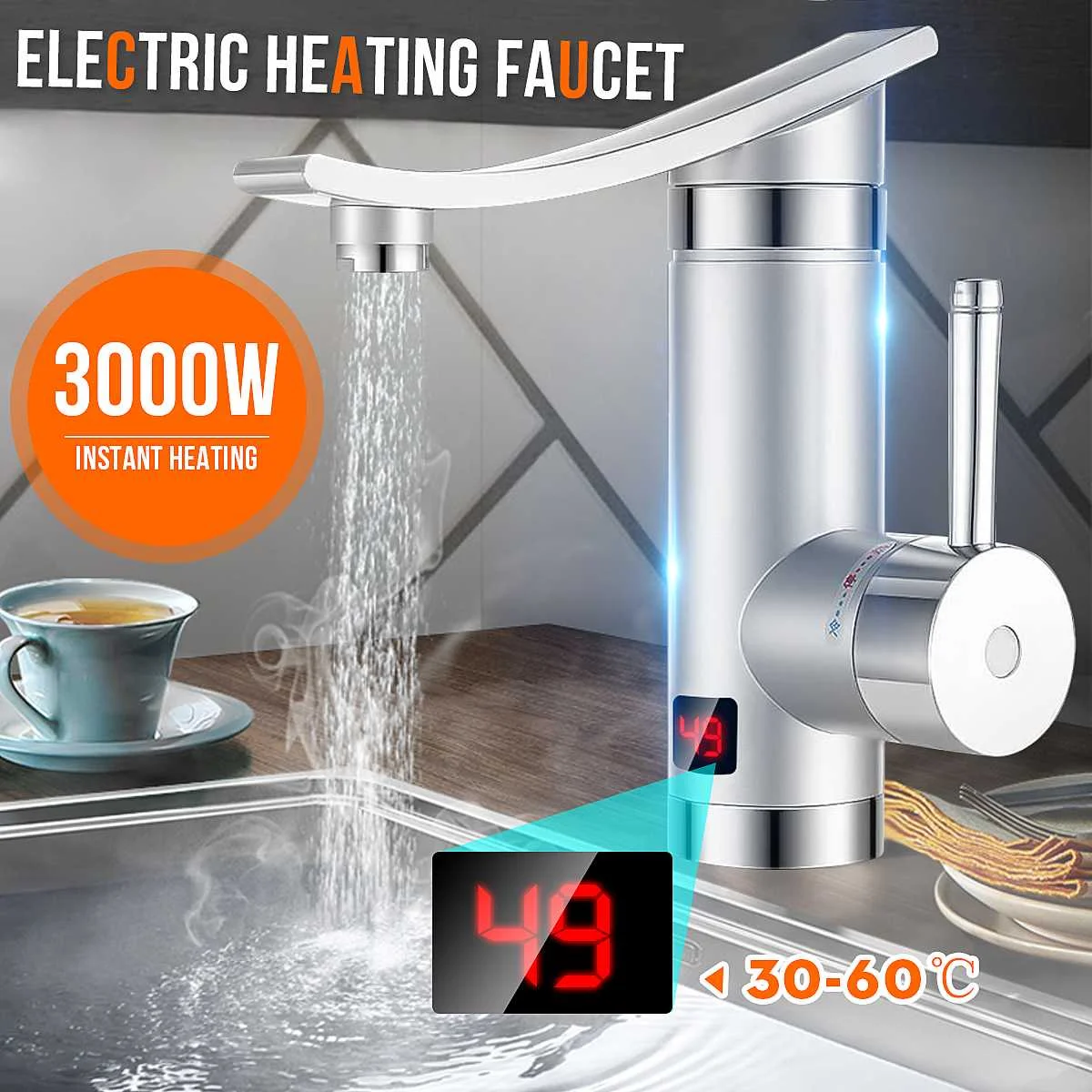 3000W Electric Kitchen Water Heating Tap Instant Hot Water Faucet Heating Tankless Water Heater LED Display
3000W Electric Kitchen Water Heating Tap Instant Hot Water Faucet Heating Tankless Water Heater LED Display