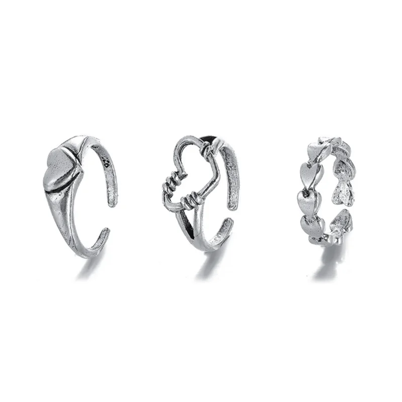 3 Piece Set Of Heart-Shaped Ring Creative Hollow Design Hip-Hop Style Ring For Ladies
3 Piece Set Of Heart-Shaped Ring Creative Hollow Design Hip-Hop Style Ring For Ladies
