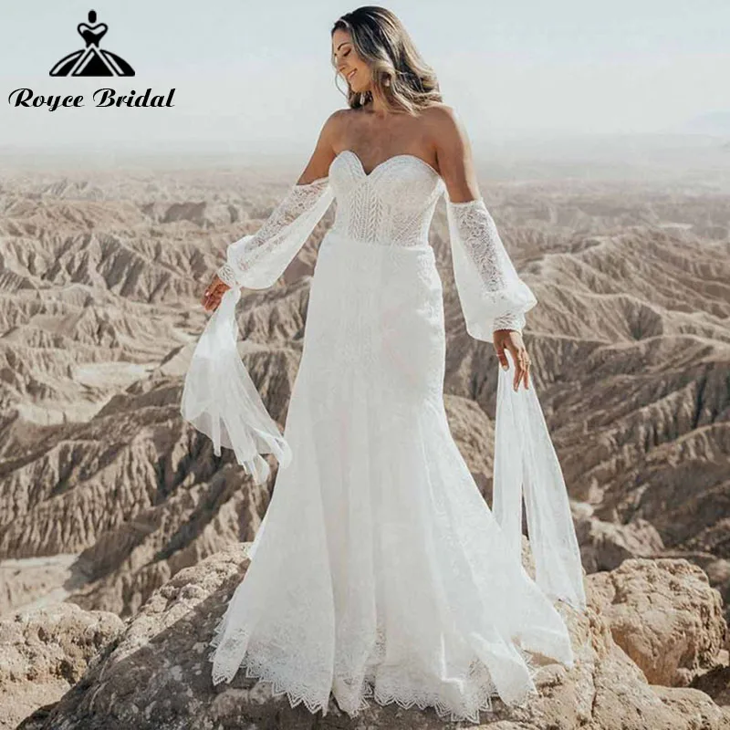 Vestido Vintage Mermaid Boho Bohemian Wedding Dresses with Back Buttons Sweetheart Lace Long Puff Sleeve Wedding Party Gowns
Vestido Vintage Mermaid Boho Bohemian Wedding Dresses with Back Buttons Sweetheart Lace Long Puff Sleeve Wedding Party Gowns