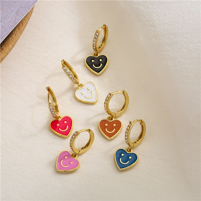HECEHNG,1 Pair,Gold White Pink Blue Black Enamel Smile Drop Earring,Ear Clips Pendiente Summer Jewelry For Women Gift
HECEHNG,1 Pair,Gold White Pink Blue Black Enamel Smile Drop Earring,Ear Clips Pendiente Summer Jewelry For Women Gift