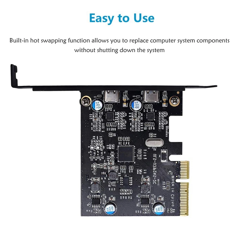PCI-E PCI Express 4X to USB 3.1 Gen 2 (10 Gbps) 2-Port Type C Expansion Card Asmedia Chipset for Windows 7/8/8.1/10
PCI-E PCI Express 4X to USB 3.1 Gen 2 (10 Gbps) 2-Port Type C Expansion Card Asmedia Chipset for Windows 7/8/8.1/10