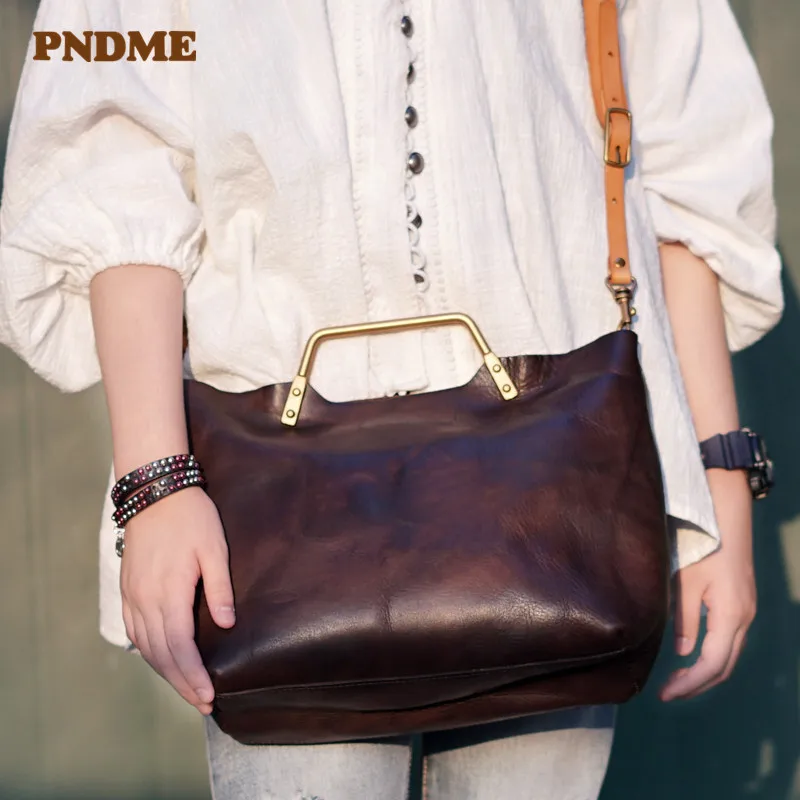 PNDME fashion retro simple Genuine leather ladies handbag casual commuting outdoor First layer cowhide shoulder Diagonal bag
PNDME fashion retro simple Genuine leather ladies handbag casual commuting outdoor First layer cowhide shoulder Diagonal bag