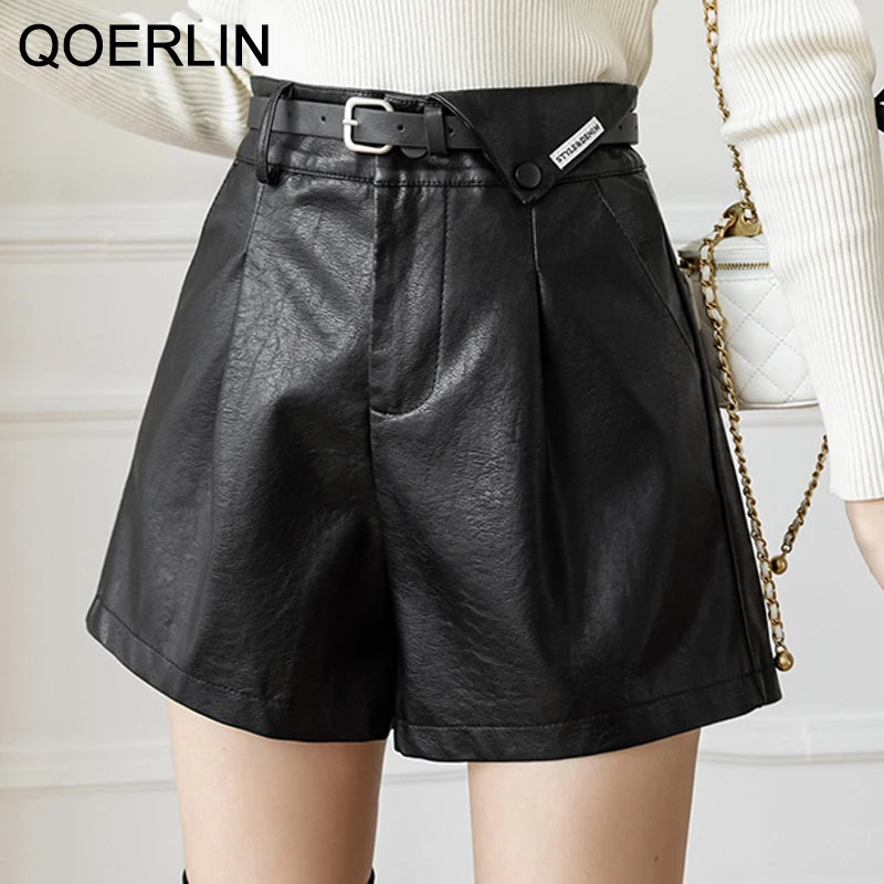 QOERLIN Autumn Winter PU Leather Women's Shorts with Belted 2021 New High Waist Vintage Pockets Office Wide Leg Trouses Female
QOERLIN Autumn Winter PU Leather Women's Shorts with Belted 2021 New High Waist Vintage Pockets Office Wide Leg Trouses Female