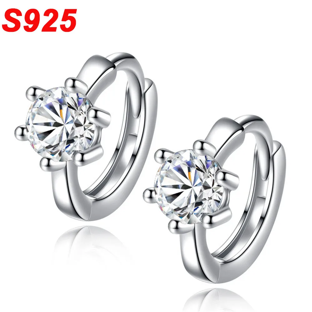 Minimal Delicate 925 Sterling Silver CZ Hoop Earrings Mini Round Circle Huggies Small for Girls Kids Child SE008 | Украшения и