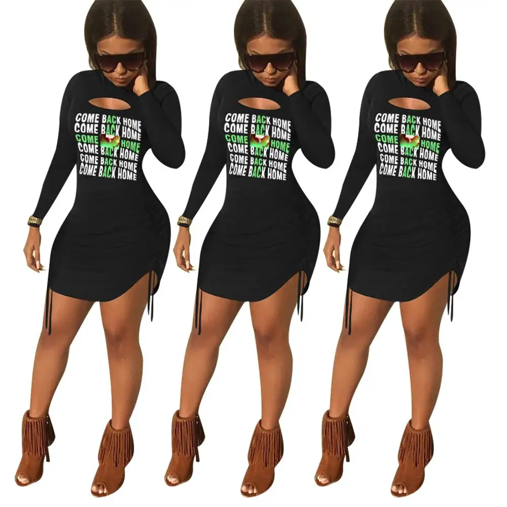 Side Drawstring Mini Bodycon Dresses For Women Cotton Festival Clothing Letter Printing Long Sleeve Sexy Dress Party Night
Side Drawstring Mini Bodycon Dresses For Women Cotton Festival Clothing Letter Printing Long Sleeve Sexy Dress Party Night
